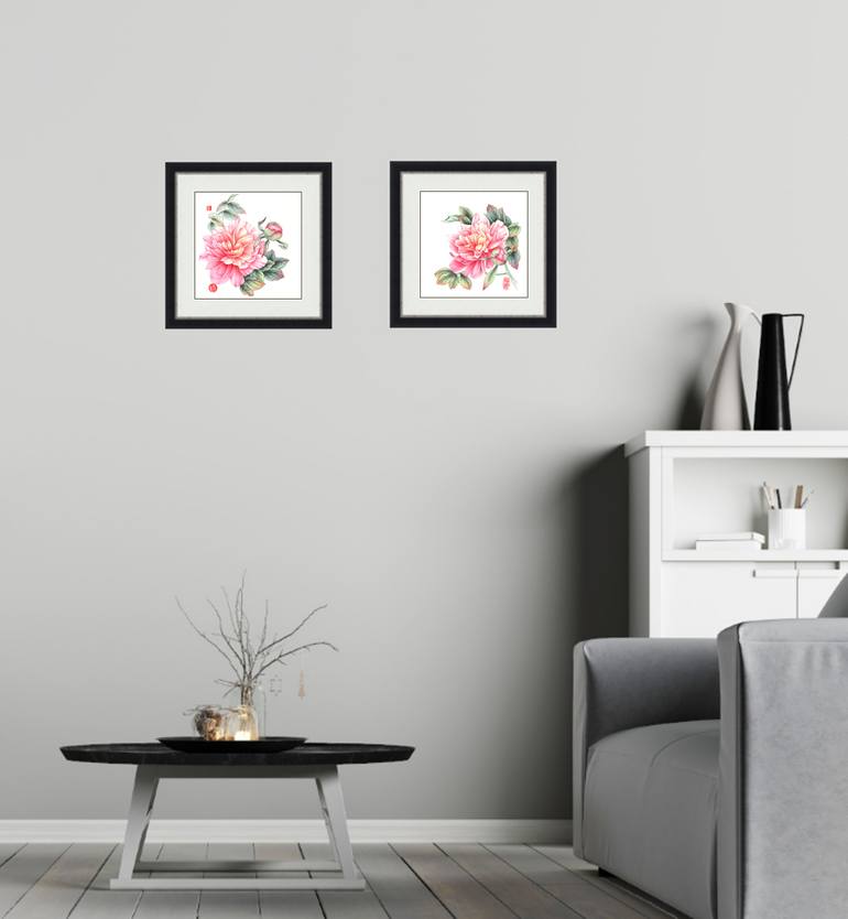 Original Art Deco Floral Painting by Elena Smurova