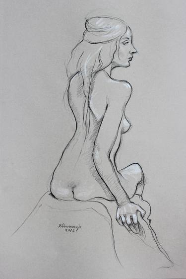 Original Figurative Nude Drawing by Pat Downing
