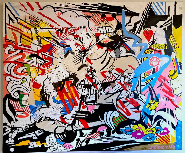 Original Dada Abstract Painting by Adam Lawrence Pezen