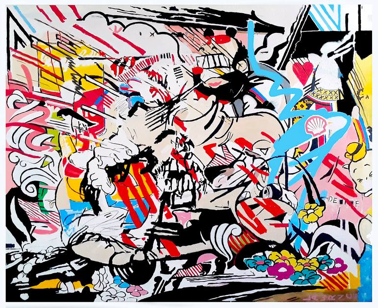 Original Dada Abstract Painting by Adam Lawrence Pezen