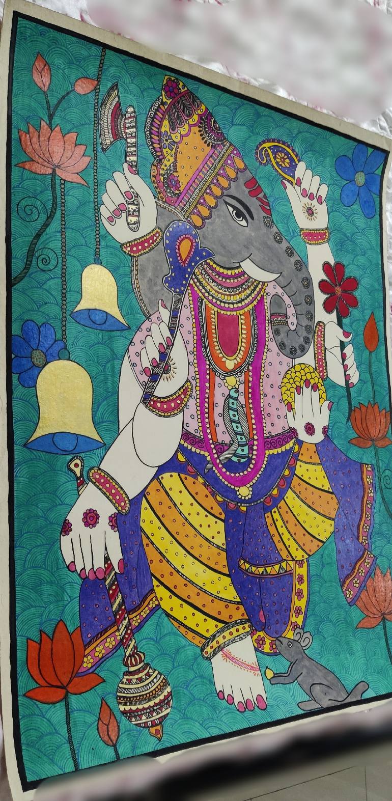 Original Folk Abstract Painting by Indu Prasad