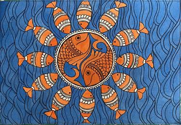 Print of Art Deco Fish Paintings by Indu Prasad
