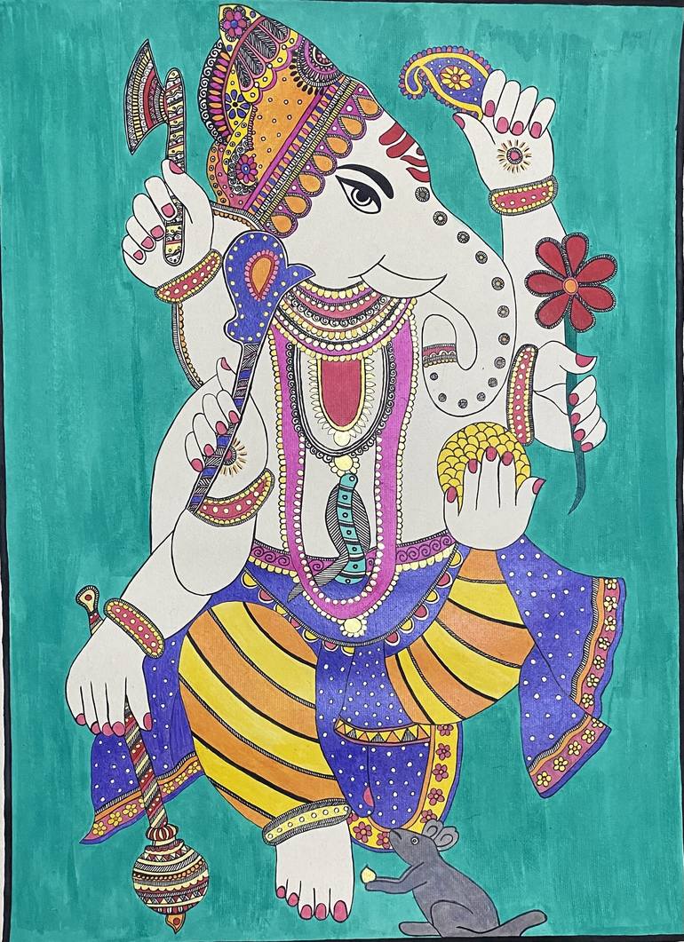 Ganesha Madhubani Painting Painting by Indu Prasad | Saatchi Art
