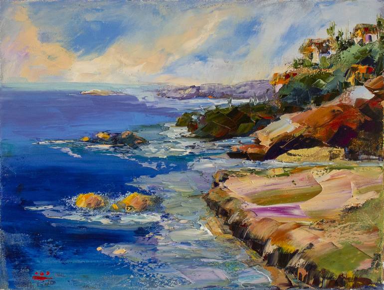 Sunny Beach Italy Painting by Oleg Sharapanovsky | Saatchi Art