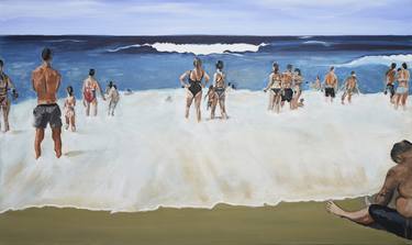 Original Figurative Beach Paintings by Nassia Chytiroglou