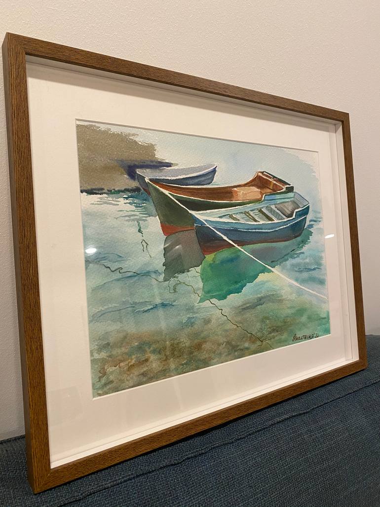 Original Abstract Boat Painting by Anastasia Zugcic