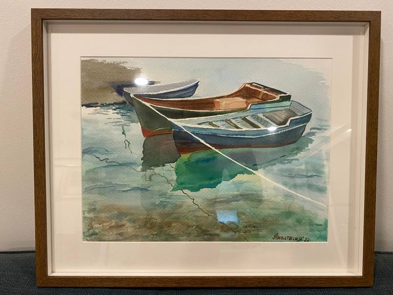 Original Abstract Boat Painting by Anastasia Zugcic