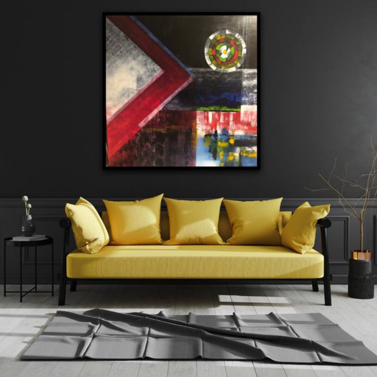 Original Abstract Geometric Painting by Kloo  Pascale Rey-Texier