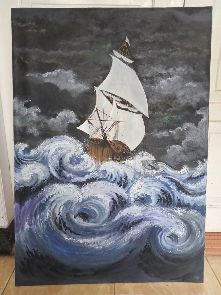 Ship in a storm Painting by Faiz Suaedi Saatchi Art