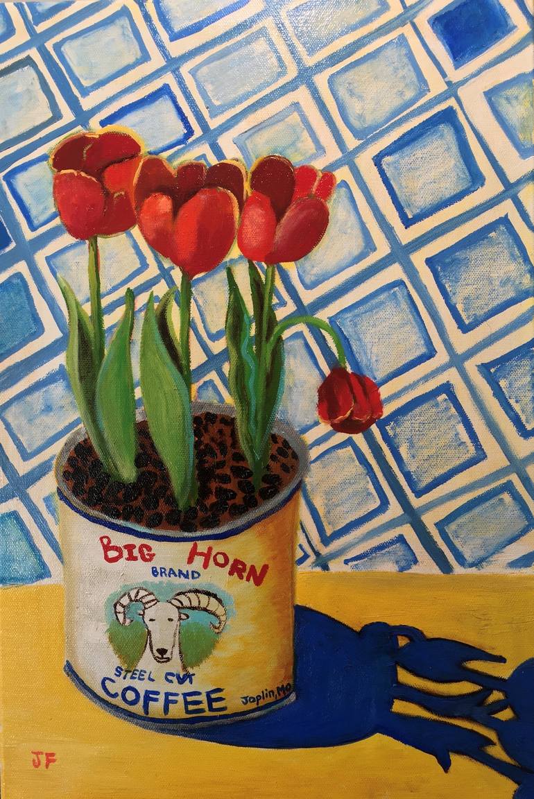 coffee painting tulips