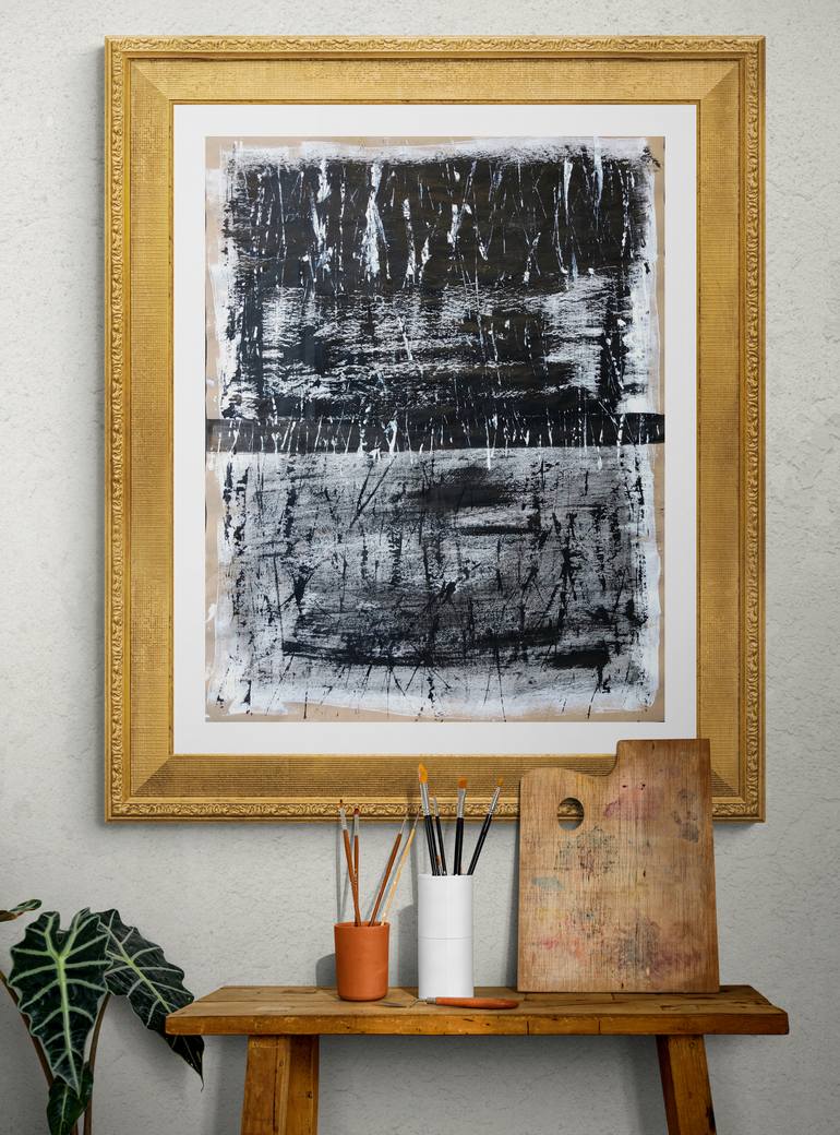 Original Black & White Abstract Painting by Niko Ekman