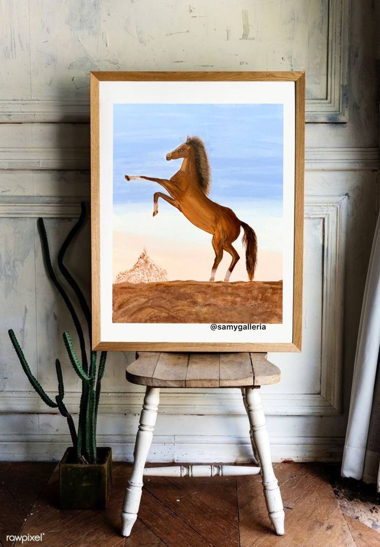 Original Fine Art Horse Painting by Saman Khan