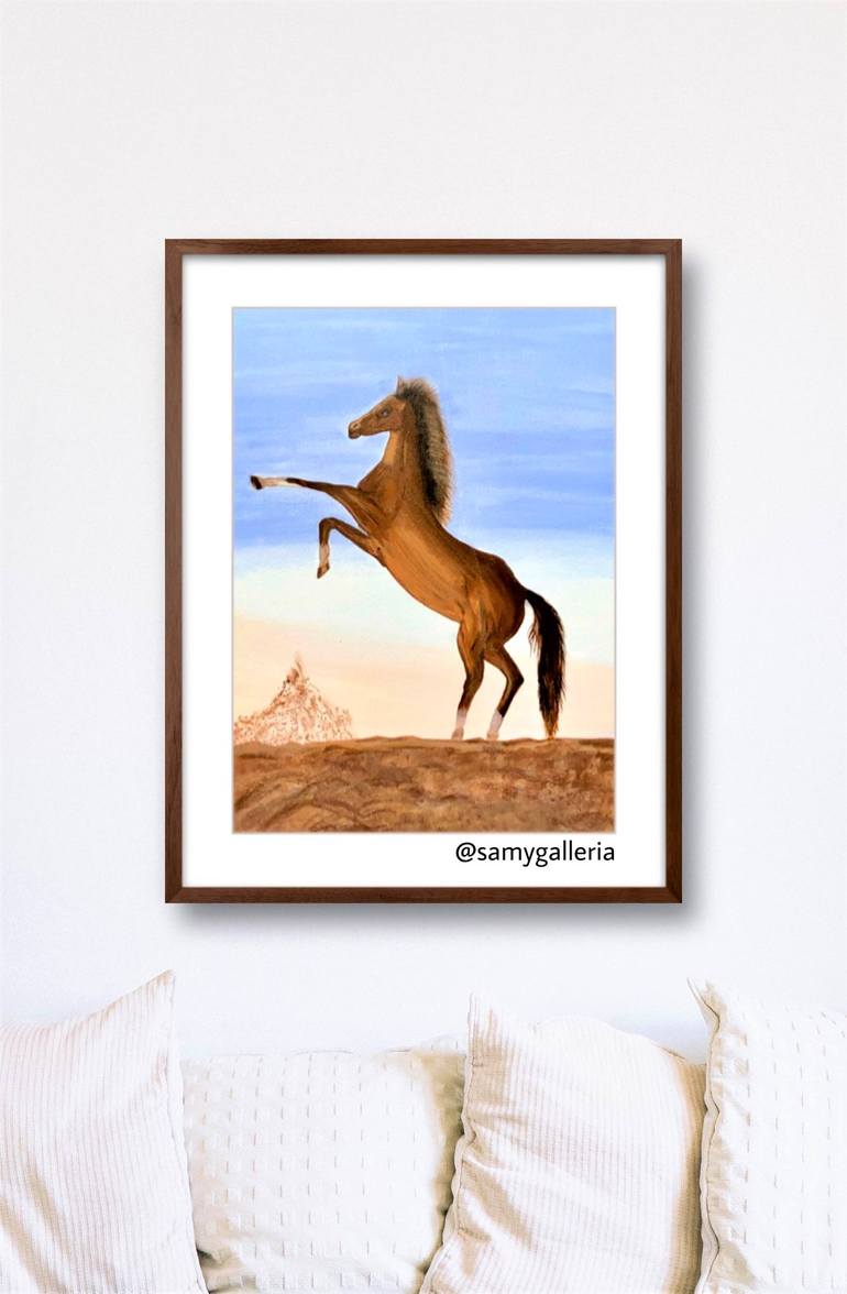 Original Fine Art Horse Painting by Saman Khan