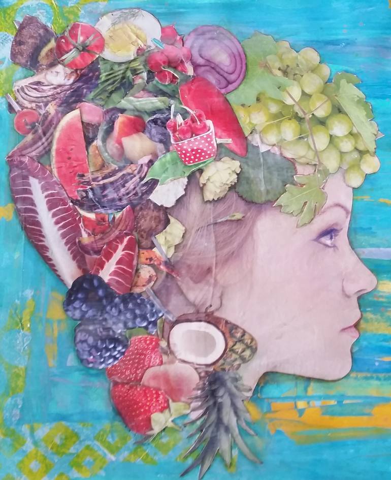 Original Art Deco Still Life Collage by Filiz KıNalı Kumdakcı