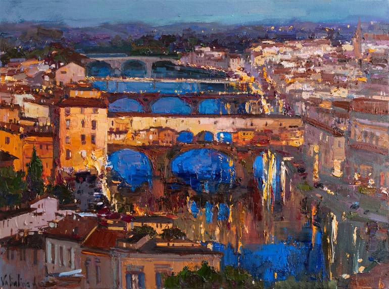 The bridges of Florence Painting by Anastasiia Valiulina | Saatchi Art