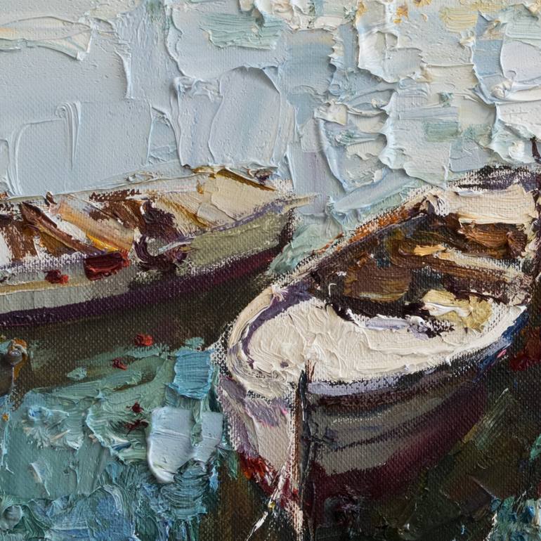 Original Impressionism Boat Painting by Anastasiia Valiulina