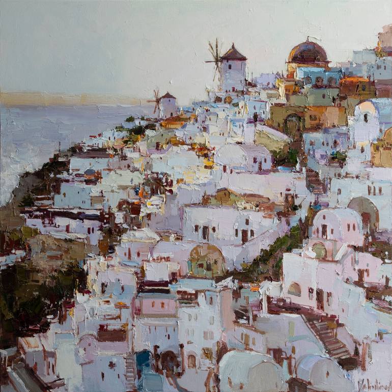 Santorini, Greece Painting by Anastasiia Valiulina | Saatchi Art