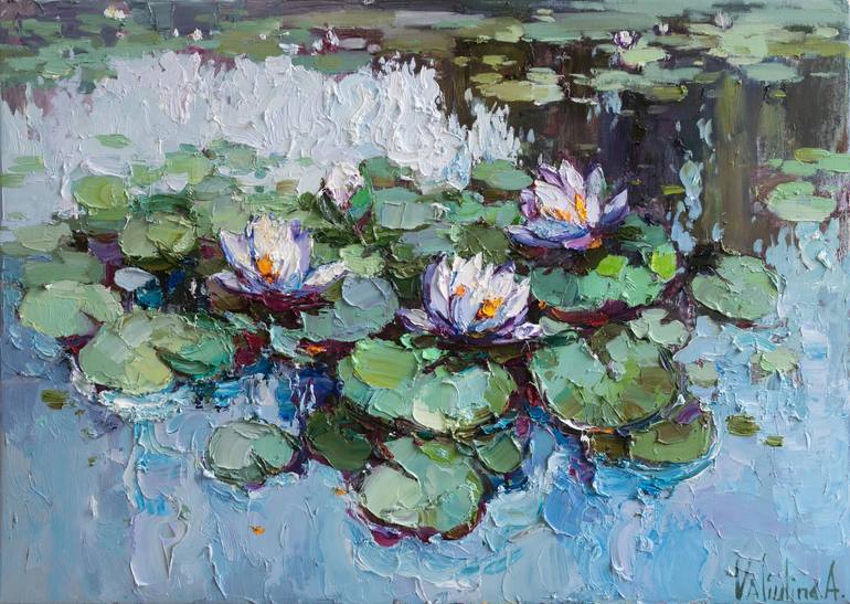 White Water Lilies Painting by Anastasiia Valiulina | Saatchi Art