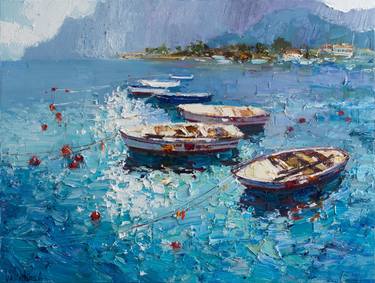 Original Boat Paintings by Anastasiia Valiulina