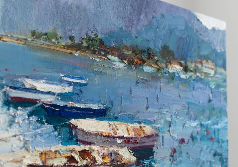 Original Expressionism Boat Painting by Anastasiia Valiulina