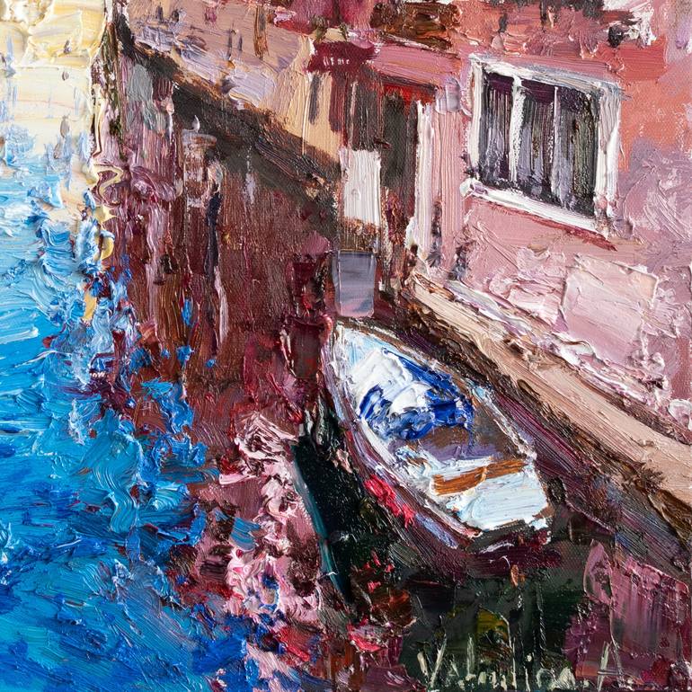 Original Impressionism Boat Painting by Anastasiia Valiulina