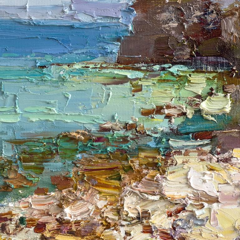 Original Impressionism Beach Painting by Anastasiia Valiulina