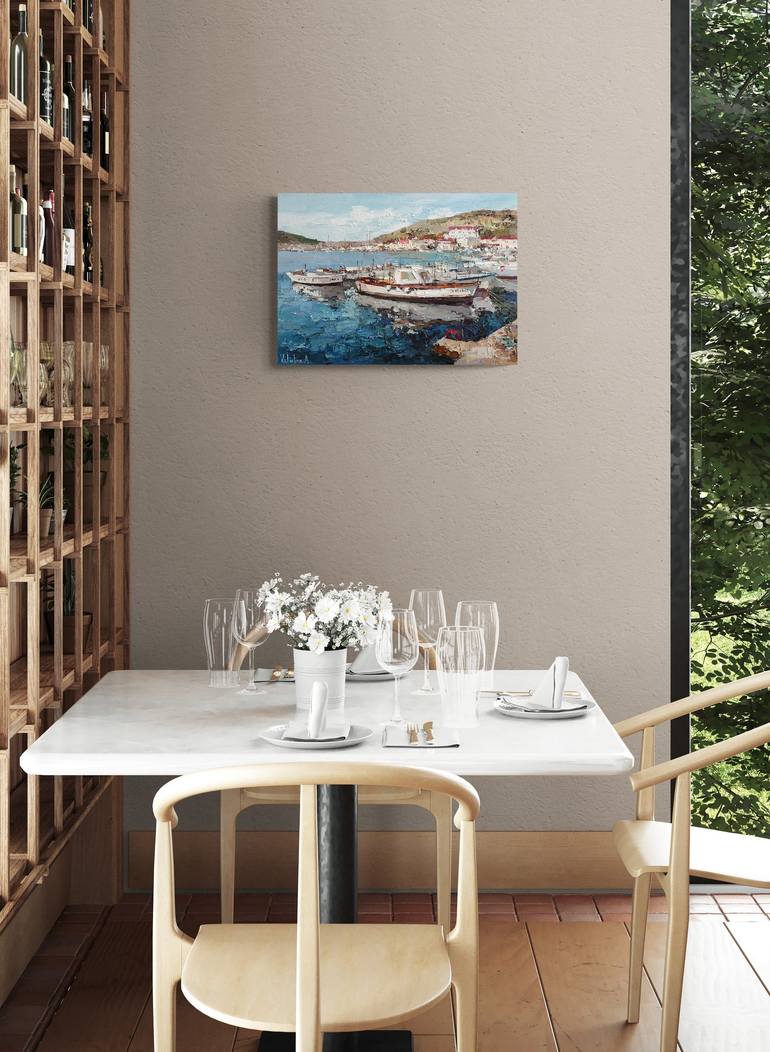 Original Impressionism Boat Painting by Anastasiia Valiulina