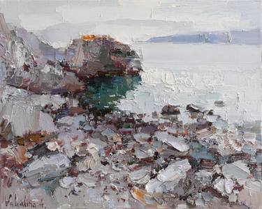 Original Impressionism Beach Painting by Anastasiia Valiulina