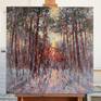 Impressionist painting of a winter pine forest