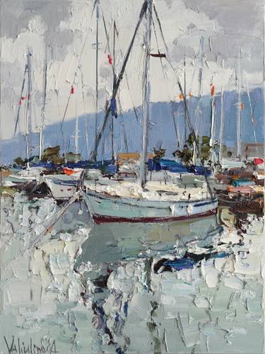 Original Impressionism Boat Painting by Anastasiia Valiulina