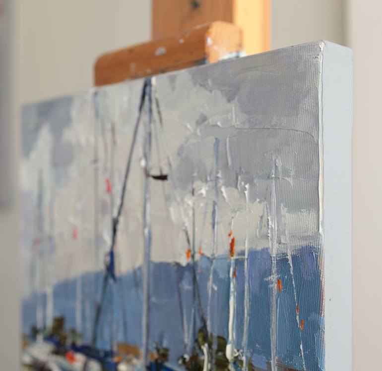 Original Impressionism Boat Painting by Anastasiia Valiulina