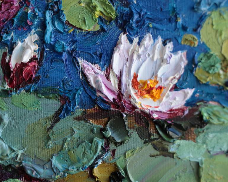 White Water Lilies Pond Painting by Anastasiia Valiulina | Saatchi Art