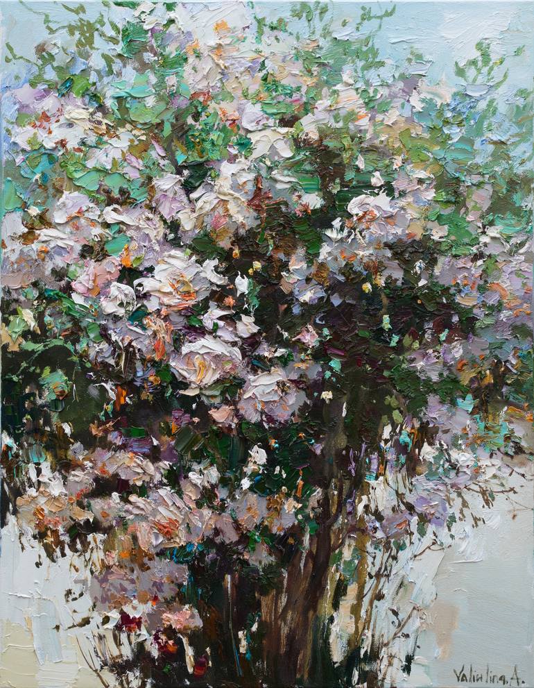 Summer white roses Painting by Anastasiia Valiulina | Saatchi Art