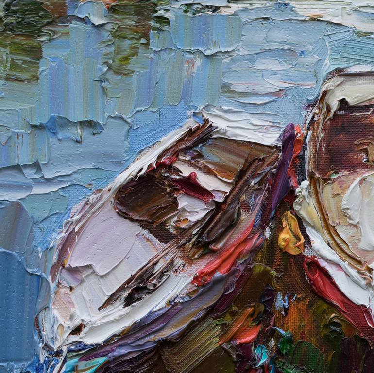 Original Impressionism Boat Painting by Anastasiia Valiulina