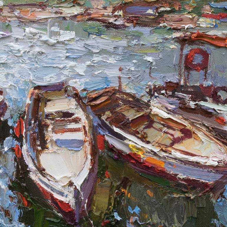 Original Impressionism Boat Painting by Anastasiia Valiulina