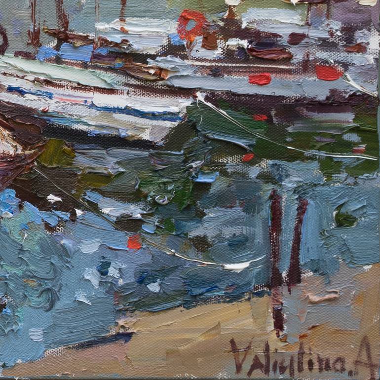 Original Impressionism Boat Painting by Anastasiia Valiulina