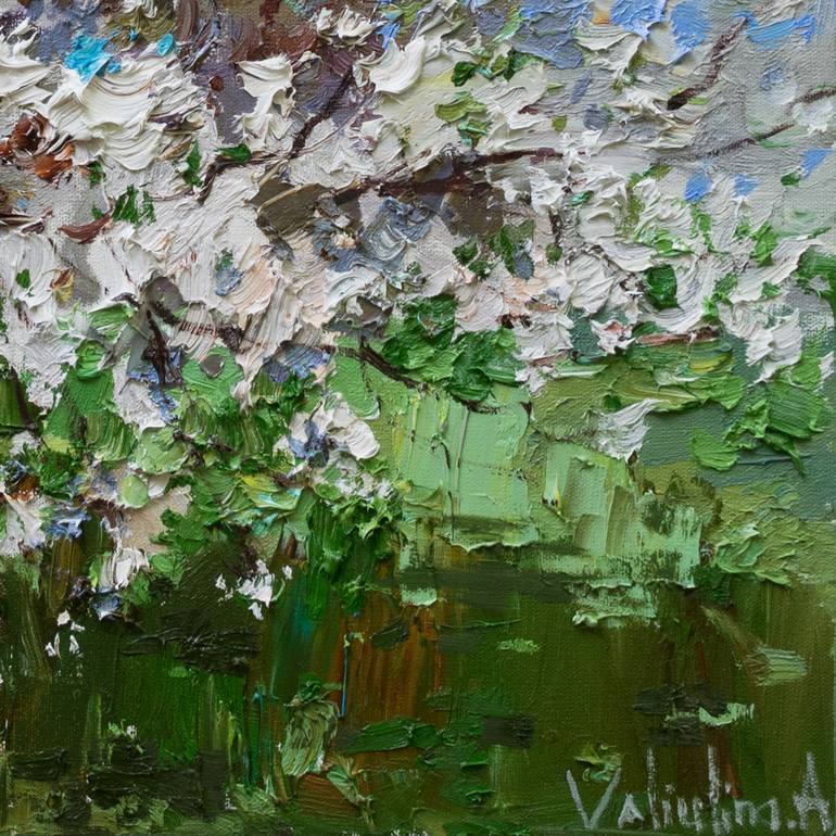 Original Impressionism Tree Painting by Anastasiia Valiulina