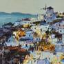 Inspired by beautiful landscapes of Santorini island in Greece.
Painted with brushes and palette knife on canvas.
This work is unique, this is not a print or other type of copy.
Signed on the front side and accompanied by a Certificate of Authenticity.

Ready to hang. Canvas will be send on a wooden stretcher, the sides are painted.