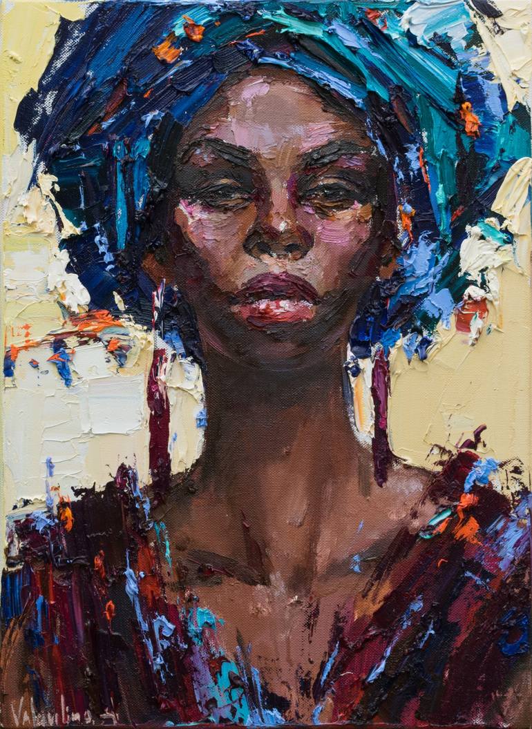 African woman portrait Painting by Anastasiia Valiulina | Saatchi Art