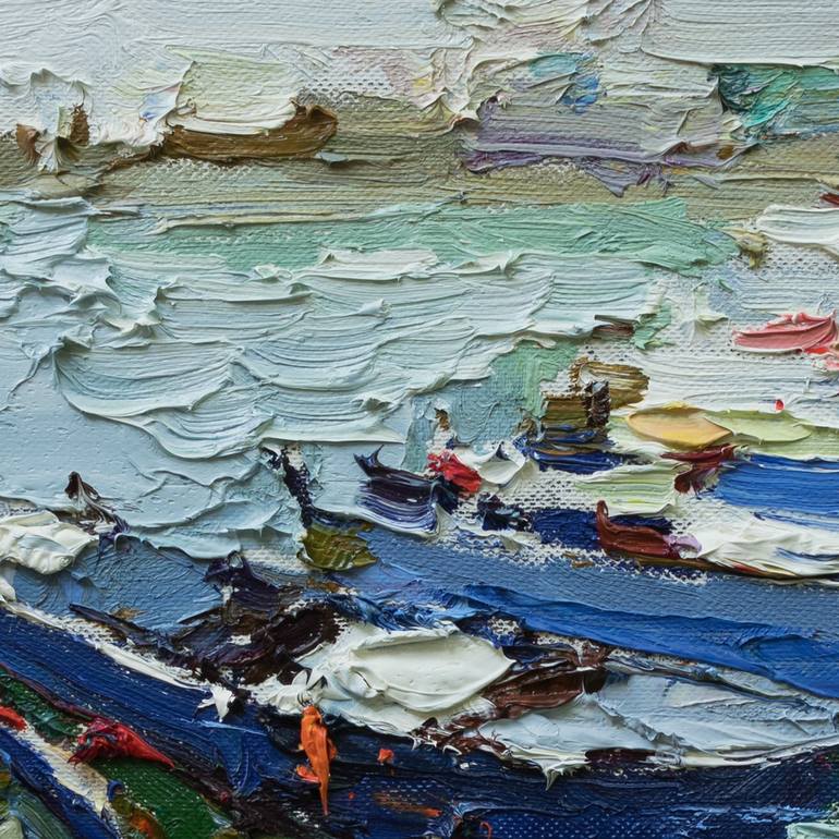 Original Impressionism Boat Painting by Anastasiia Valiulina