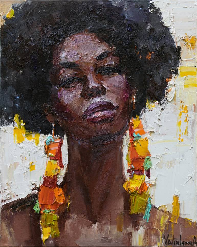 African woman portrait Painting by Anastasiia Valiulina | Saatchi Art