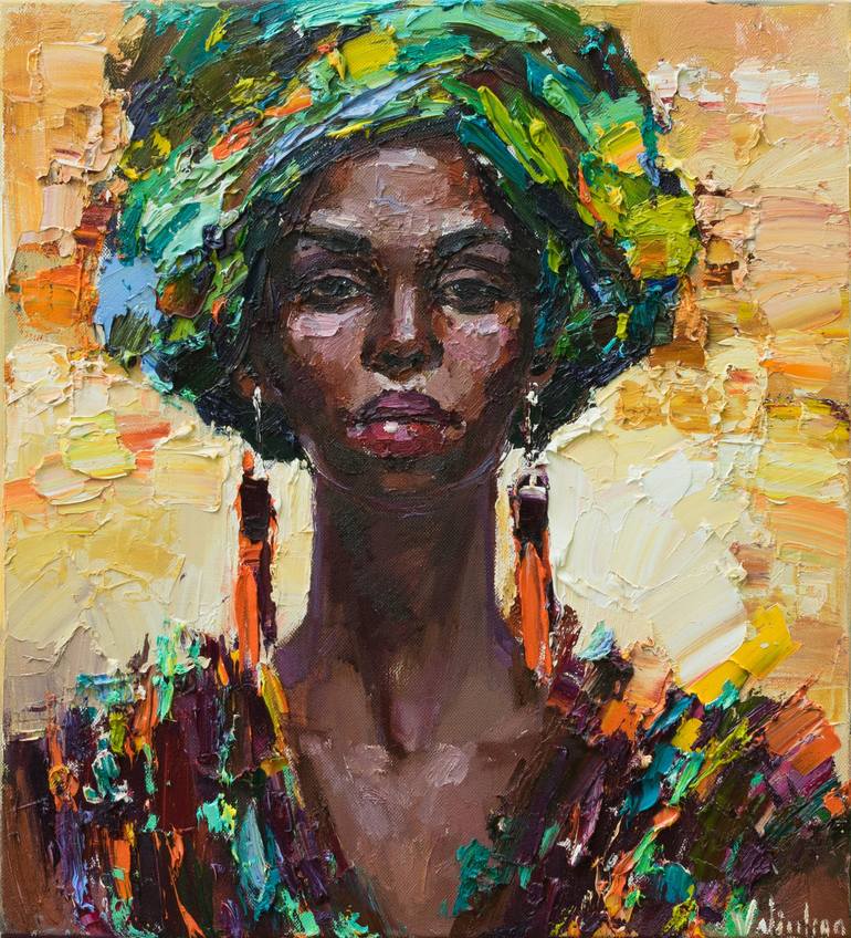 African woman portrait Painting by Anastasiia Valiulina | Saatchi Art