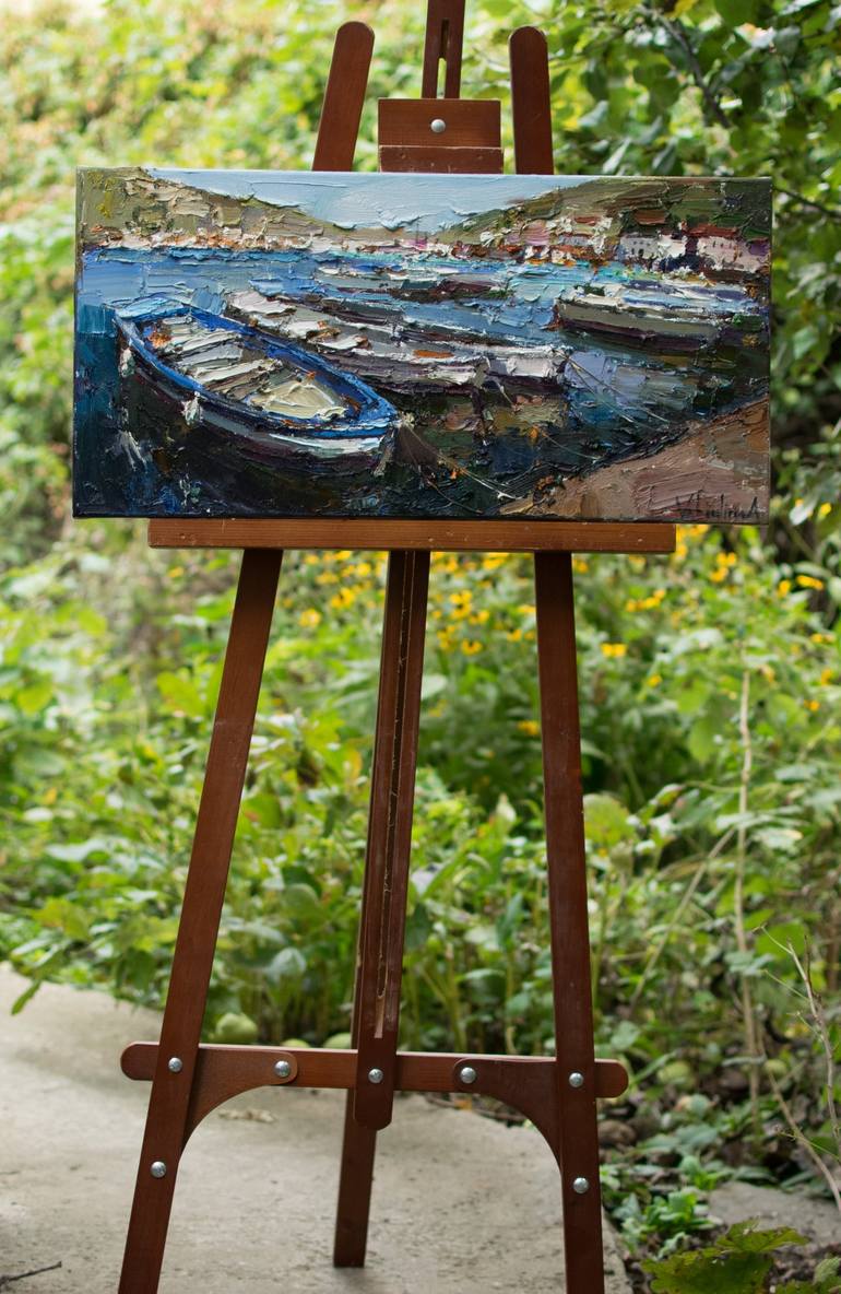 Original Impressionism Boat Painting by Anastasiia Valiulina