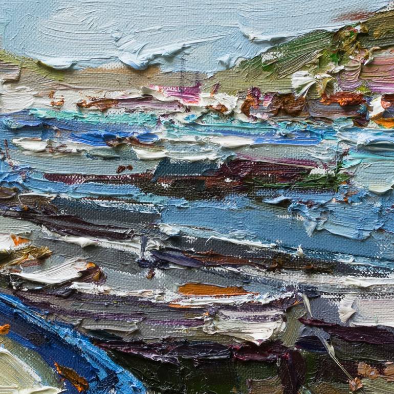 Original Impressionism Boat Painting by Anastasiia Valiulina