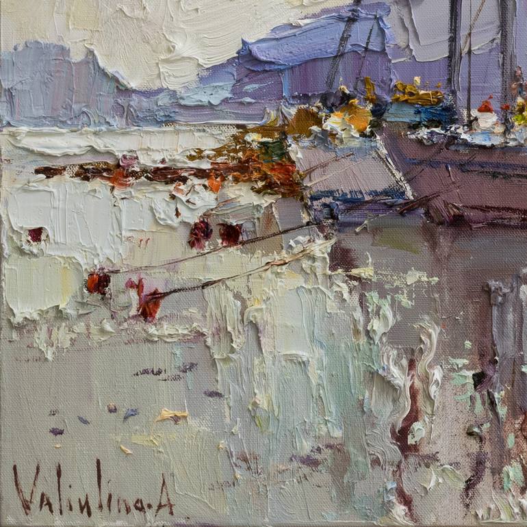 Original Impressionism Boat Painting by Anastasiia Valiulina