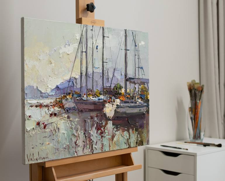 Original Impressionism Boat Painting by Anastasiia Valiulina