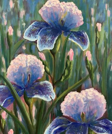 Artwork, oil painting on canvas, irises thumb