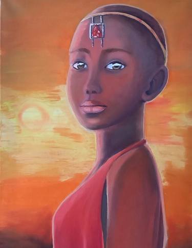 African girl. Oil painting on canvas. Print. thumb