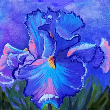 Purple iris painting. Floral oil painting thumb