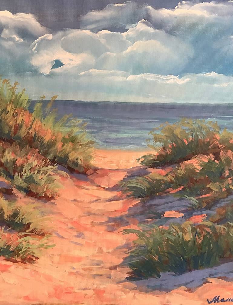 oil painting beach sand